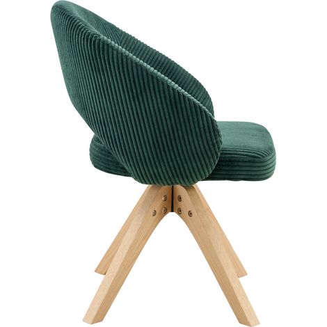 Lot de 2 fauteuils pivotants en velours vert foncé avec pieds en bois massif pour salle à manger (1/5)