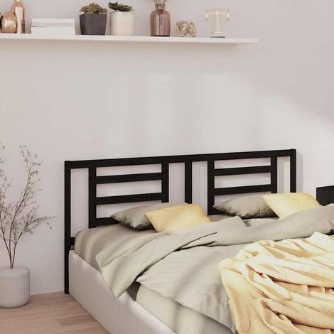vidaXL Cabecero de cama madera maciza de pino negro 206x4x100 cm (1/5)