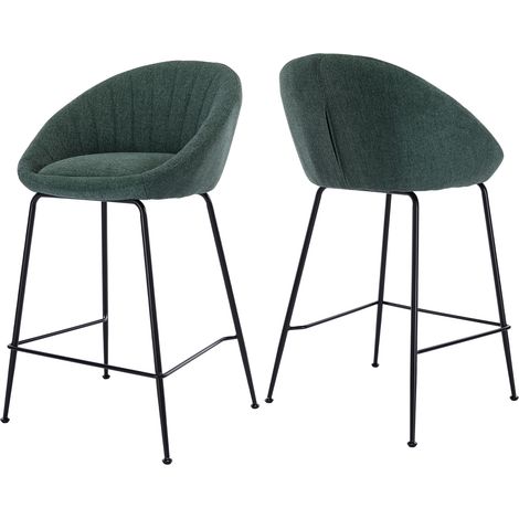 Set di 2 Sgabelli da Bar in Tessuto Sgabelli Alti Cucina con Schienal per Cucina Bancone, Verde (1/5)