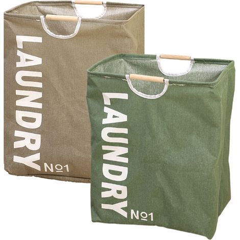 Lot de 2 paniers à linge sale pliables et imperméables, grande capacité, pour la maison, motif lettres imprimées, 40 x 30 x 50 cm (1/5)