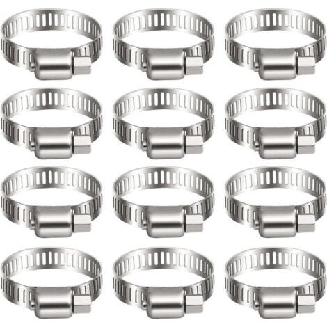 20 Pièces Collier De Serrage Tuyau, Collier De Serrage Tuyau Réglable 13-19mm, 304 Collier De Serrage Inox, Collier Serrage Métallique, Pour Tuyau, Home Gaz, Famille Tuyau D'eau, Câble (1/4)