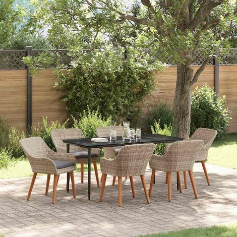 Dining Set Light grey Poly rattan vidaXL (1/5)