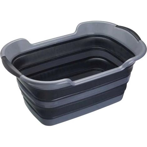 MasterClass Smart Space Cesto grande de plástico plegable para la ropa sucia, 60,5 x 40 x 28 cm (24" x 15,5" x 11") - Negro / Gris