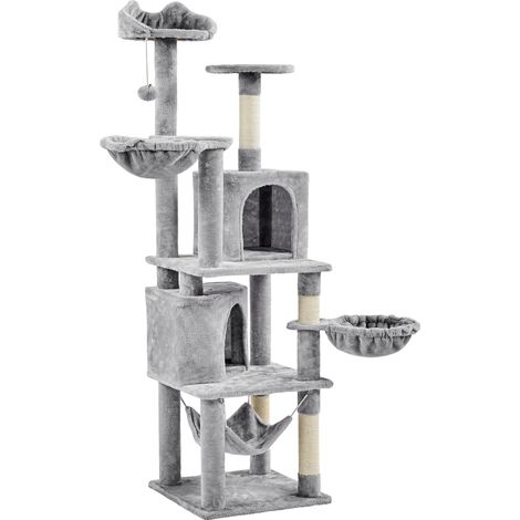 Homevive Árbol para Gatos Rascador Grande Torre de Escalada para Gato Mascota Adultos de Altura 174 cm Gris
