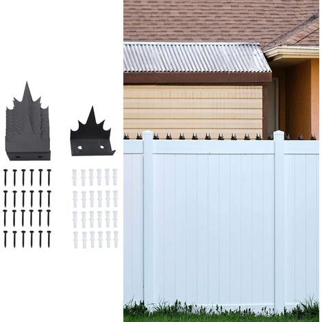 Juego de 12 púas de hierro para vallas de seguridad con doble protección contra daños y kit de montaje completo para casas. (1/5)