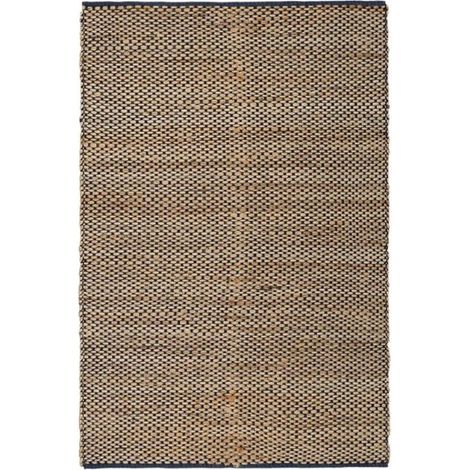 Tapis rectangulaire - JUANIO - 120x180 cm - 60% jute/40% coton - naturel (motifs noir & beige) - Salon