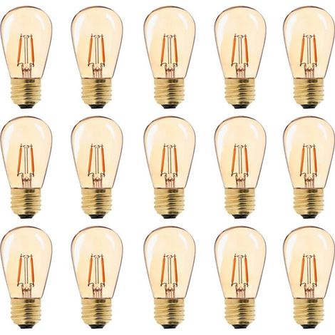 LED-Vintage-Glühbirne E27, ST45, einfach zu montieren, 1 W = 10 W Glühlampe, superwarmweiß 2200 K, E27-Sockel, Nachttischlampe, goldfarbenes Glas, nicht dimmbar, 15er-Pack [Energieklasse G] (1/5)