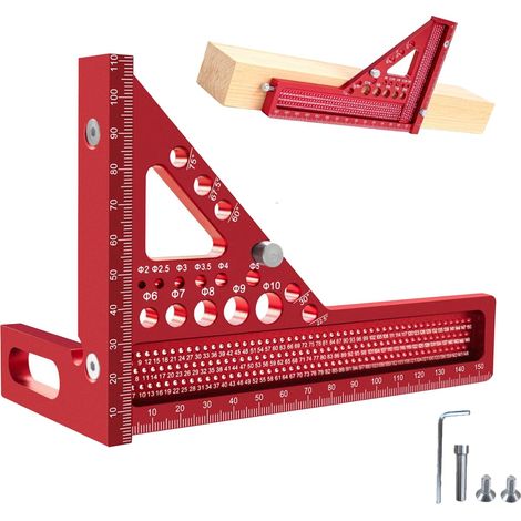 3D-Mehrwinkel-Messlineal, metrische Aluminiumlegierung, Bohrmarkierungslineal (22,5° bis 90°), Winkellineal für die Holzbearbeitung