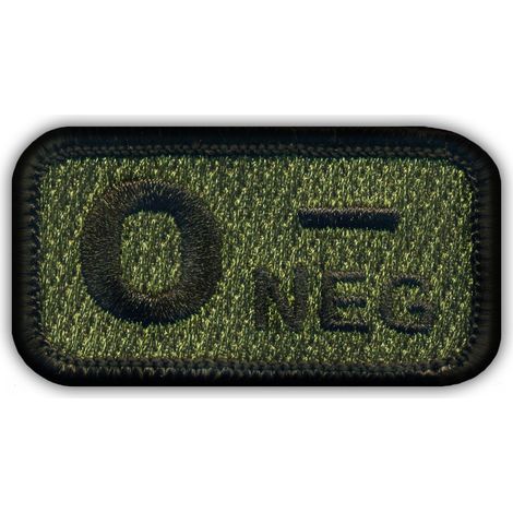 Patchion Blutgruppe 0 „neg“ olivgrün – Magnetische Rückseite – Gestickter Aufnäher/Abzeichen/Emblem