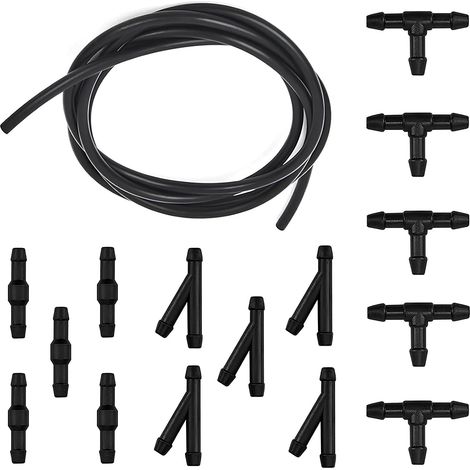 CTRICALVER ITY15 Windscreen Washer Hose Kit 4 x 7 mm Black with Fittings - 5 m Black (1/4)