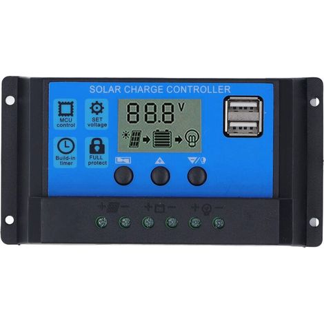 MPPT Dual USB 5V Output Solar Charge Controller, LCD Display, PWM Charge Control Regulator, 12V 24V (60A) (1/5)