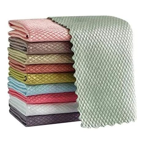 Chiffon de nettoyage de polissage en microfibre à écailles de poisson 10 pièces, chiffon de nettoyage en microfibre réutilisable pour verre et chiffon de polissage et chiffon de nettoyage à l'échelle (1/5)