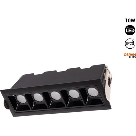 Spot linéaire LED encastré 10W - Puce OSRAM - UGR18 - IRC90 - Blanc Neutre - Noir (1/5)