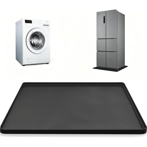 Tapis Réfrigérateur Antidérapant Silicone avec Bord Surélevé Base Machine à Laver Bac D'égouttage Réfrigérateur Protection Sol Congélateur Tapis Sol Noir Plateaux Contre Fuites 60cm (1/5)