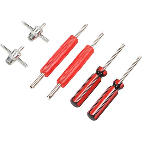 Kit de 6 outils de réparation de valve de pneu (double ou simple tête) pour camping-car, voiture, vélo et moto. (1/5)