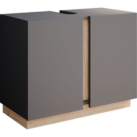 Mobile sottolavabo per bagno Gloria, Antracite, 70.4 x 55.5 cm con 2 porte, Vicco (1/5)