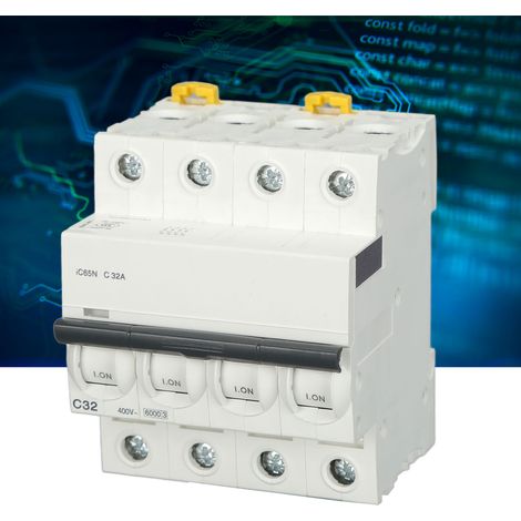 Miniatur-Leistungsschalter iC65N C32 4P AC 400V 32A, DIN-Schienenmontage, Niederspannung, für Anwendungen im Innenausbau und Maschinenbau. (1/5)