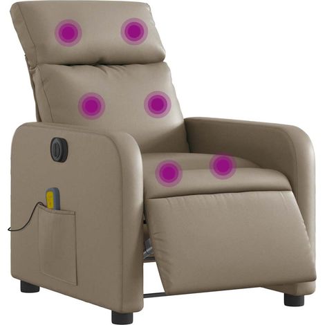 Sillón reclinable de masaje eléctrico cuero sintético capuchino vidaXL