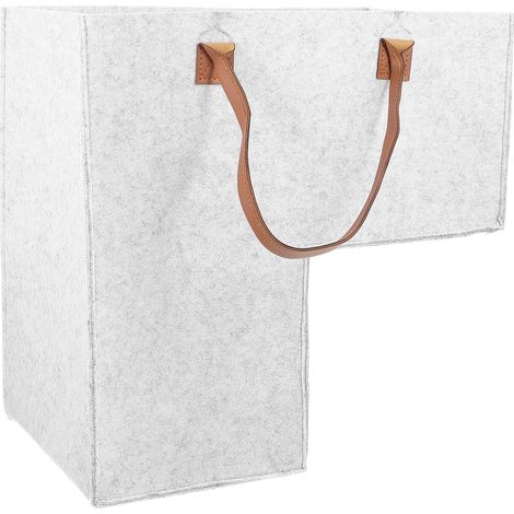Cesta para juguetes, cesta para escaleras, fieltro, plegable, bolsa de almacenamiento - Con asas - Cesta de almacenamiento en forma de L, gris claro (1/5)