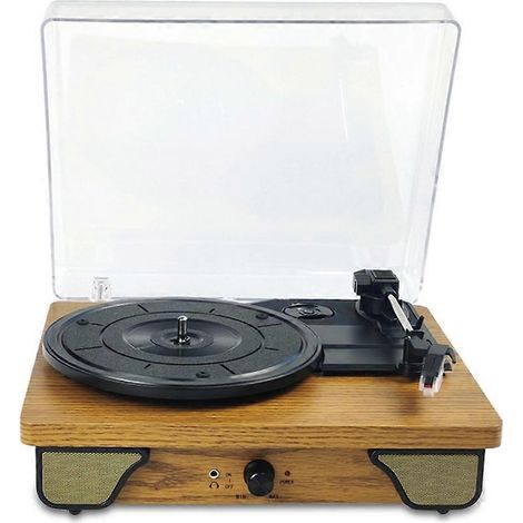 Platine vinyle Bluetooth T03L multifonctionnelle vintage, lecteur audio pour disques vinyles en bois, prise US A (1/5)