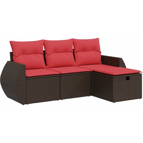 Maison Exclusive - Set Divano da Giardino 4 pz con Cuscini Marrone in Polyrattan