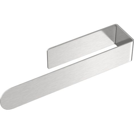 Porte-serviettes mural sans perçage - 22,5 cm - Pour cuisine et salle de bain - En acier inoxydable brossé argenté - Autoadhésif - Paroi de douche - Chromé (1/5)