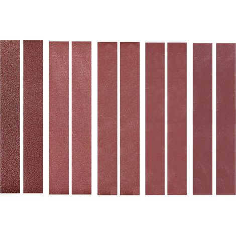 GARRYFIZH Bandes abrasives en alumine 30x330mm, paquet de 10 (2 bandes de chaque grain : 120, 240, 400, 800 et 1000) et papier de verre.