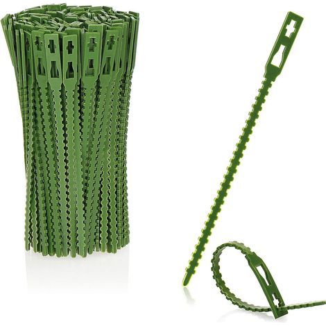 200x Liant végétal en Plastique Vert - stabiliser Les Plantes - Pinces à Plantes - Attache tuteur Plante (13 cm) (1/4)