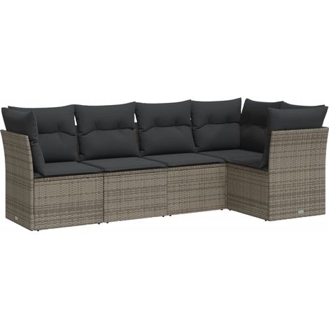 Maison Exclusive - 5-tlg. Garten-Sofagarnitur mit Kissen Grau Pol