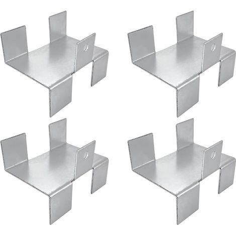 Support de rail de clôture en métal antirouille, sans perçage Kit de 4 clips pour fixer des planches de gravier à une clôture en bois, carrelage, pergola, porche, boîte aux lettres, gazebo, terrasse, (1/5)