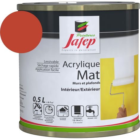 Peinture acrylique mat rouge vif Jafep 0,5 L