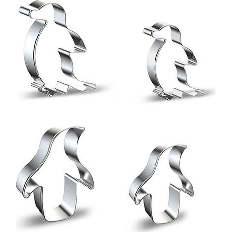 4-teiliges Ausstechförmchen-Set aus Edelstahl in Pinguinform