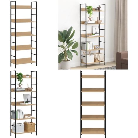 Bücherregal 5 Regalböden Eiche 60x27,6x158,5 cm Holzwerkstoff - Bücherregal - Regal - Wohnraumgestaltung - Aufbewahrungslösung - Industrielles Möbelstück - Home & Living (1/5)