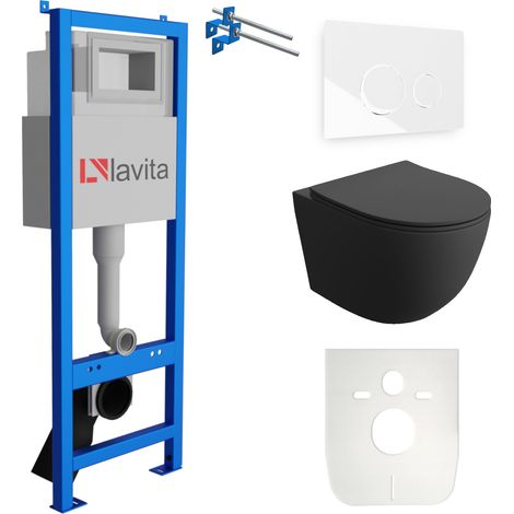 LAVITA WC Set mit Vorwandelement, Wand-WC und Spülknopf (1/5)