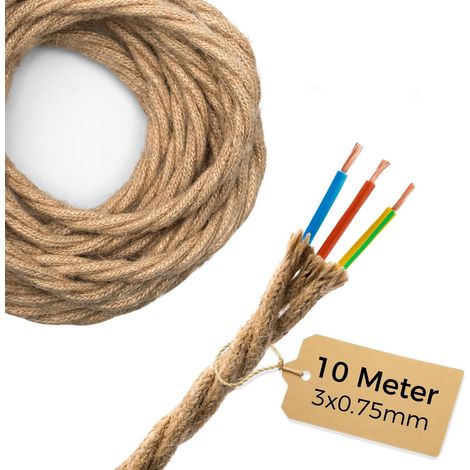 10 Mètres câble textile lampes Câble électrique 3 conducteurs avec PE 3x0,75mm² Fil textile raccordement lampes suspendues accessoires éclairage (1/5)