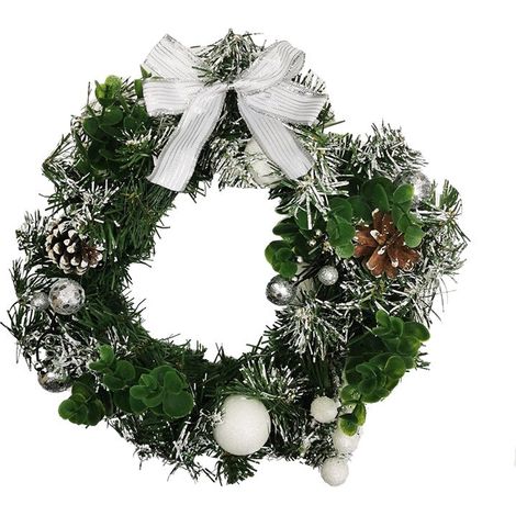 Couronne de Noël avec Noeuds 14cm ARGENT - SILUMEN (1/3)