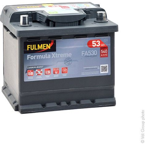 Batterie Plomb 12V 53Ah (207x175x190) +D Démarrage Fulmen (FB500)
