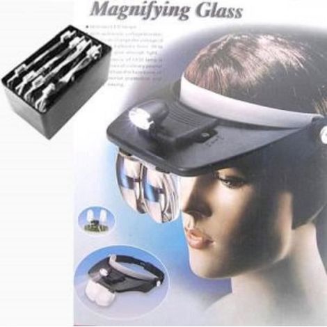 Casque Loupe Frontal avec LED et 4 optiques - Liam Access - Blanc