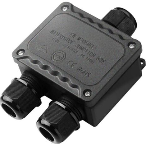 Boîte de dérivation étanche IP68 3 voies pour l'extérieur pour petit boîtier électrique noir de Ø9mm-Ø12mm de diamètre pour l'extérieur lumière jardin piscine (1/4)