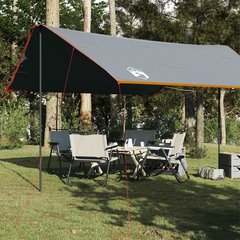 vidaXL Bâche de camping gris et orange 460x305x210 cm imperméable