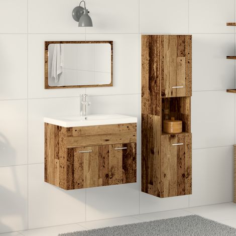 vidaXL Bathroom Furniture Set 4 pcs Brown Engineered Wood (1/5)