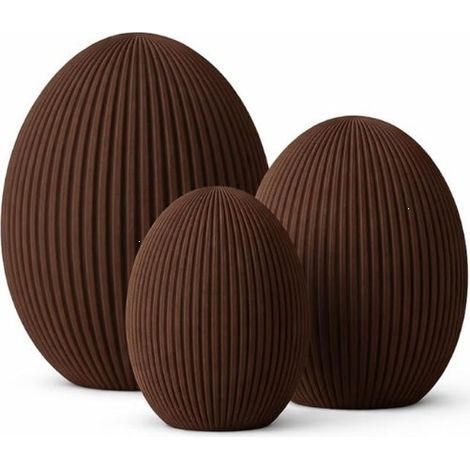 Décoration d'œuf de Pâques moderne et originale - Œuf rayé, 6 cm de haut - Marron