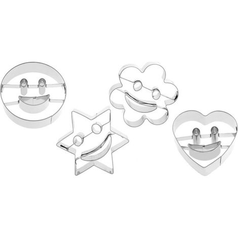 Emporte-Pièce Acier Inoxydable Visage Souriant Pour Pâte À Sucre Biscuit Gâteau Fondant Ensemble 4 Pièces (1/5)