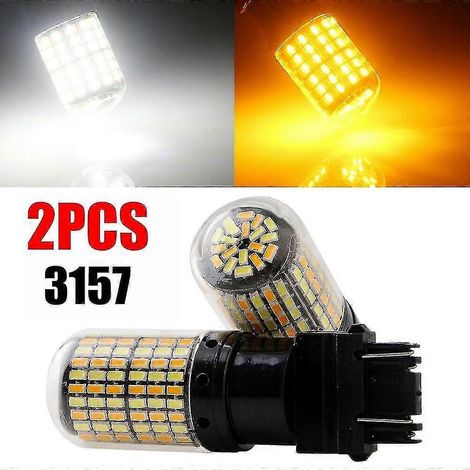 Lot de 2 ampoules LED 3757 3157 4157na à double fonction (blanc/ambre) pour clignotants de stationnement (1/3)