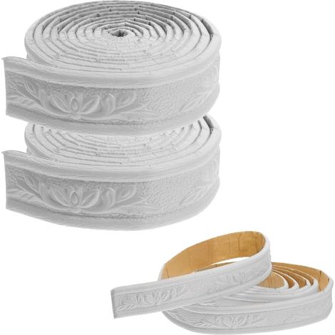 Frises Murales Adhésives en Mousse 3D Lot de 6, Moulure Autocollante 4 cm Souple pour Plinthe et Plafond, Cimaise Murale Blanche en Relief, Baguette Décorative Papier Peint Bricolage (1/5)
