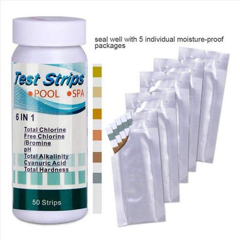 150 Pcs 6-En-1 Piscine PH Test Papier Résiduel Chlore PH Valeur Alcalinité Dureté Test Bandelette PH Testeur (1/5)