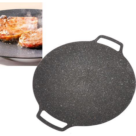 Plaque de cuisson coréenne pour barbecue, grille antiadhésive, poêle circulaire universelle de 33 cm, pour la maison et l'extérieur. (1/5)