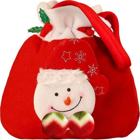Sac cadeau de Noël 3D, grand contenant pour bonbons, sac de rangement, décoration de bureau avec motifs Père Noël et bonhomme de neige (1/5)