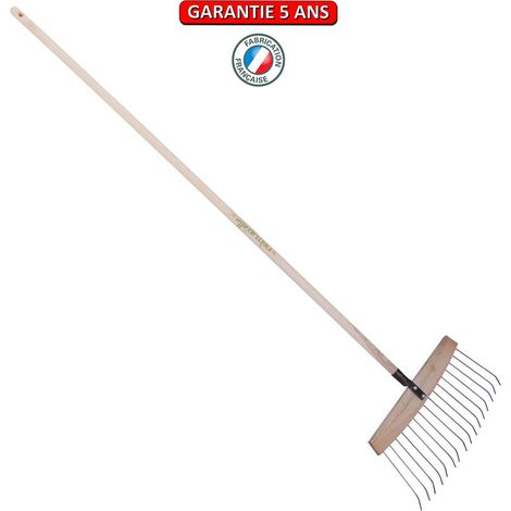 OUTILS PERRIN Balai à feuilles et gazon bois/acier 16 dents, manche 165cm- Kiwi (1/2)