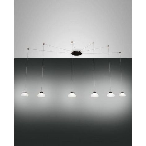 Lustre Suspension Arabella Led En Métal Et Verre Soufflé Blanc 3547-46-102 Fabas Luce (1/2)